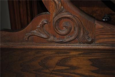   Antique Golden Tiger Oak Dresser Vanity with Mirror Circa 1900  