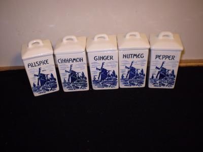 Germany, Frida, #1143, Blue Windmill, Covered, Spice Set   (5)  