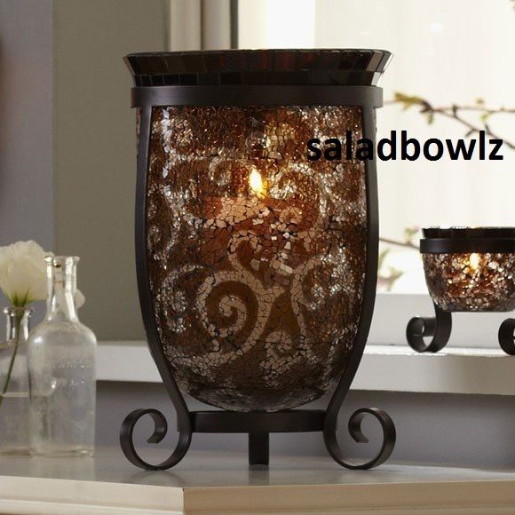 PARTYLITE New AMARETTO SWIRL HURRICANE VASE ~ iNsTOCK  