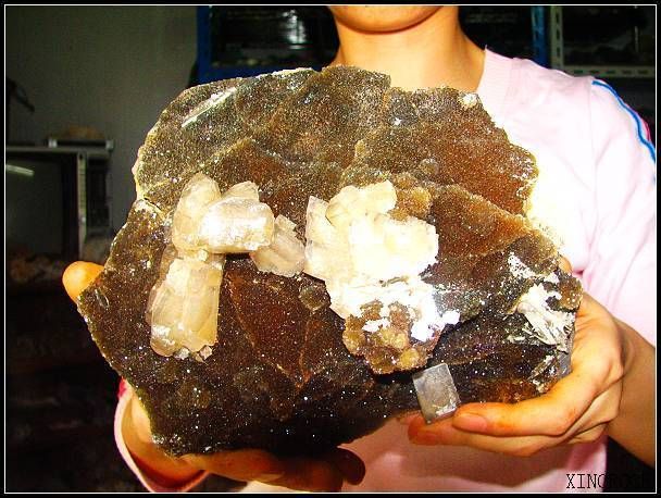 7LB Yellow BARITE + VALENTINITE + QUARTZ Cluster  