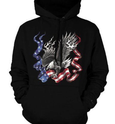 Bald Eagle American Flag USA Patriotic Hoodie Sweatshirt Pullover 