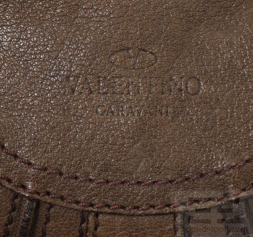 Valentino Garavani Brown Buffalo Leather Seamed Shoulder Bag  