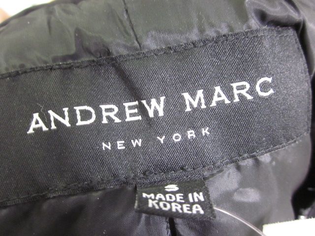  on a andrew marc black slim hooded puffer coat jacket in a size 