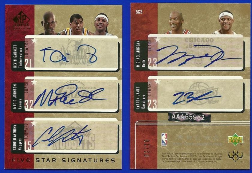 2004 SP SIGNATURES MICHAEL JORDAN LEBRON CARMELO MAGIC #02/10 AUTO 