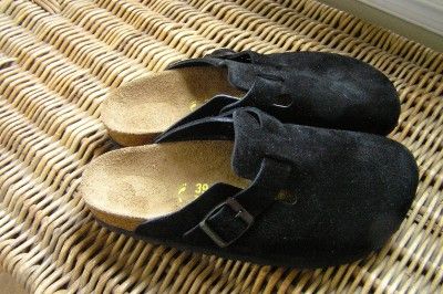 BIRKENSTOCK BOSTON Clogs Suede Leather BLACK SizeChoice  