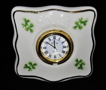 Donegal Parian SHAMROCK Desk Clock  