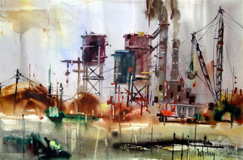 Edgar Whitney   Original Watercolor   The Refinery  