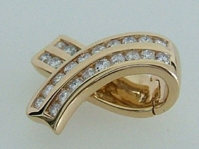 14k. Yellow Gold Diamond Slide Pendant 0.48 Cts. TWT. New  