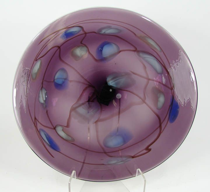 VIS GLASS INC. HAND BLOWN ART GLASS PURPLE UNIQUE WALL MOUNT HANG 