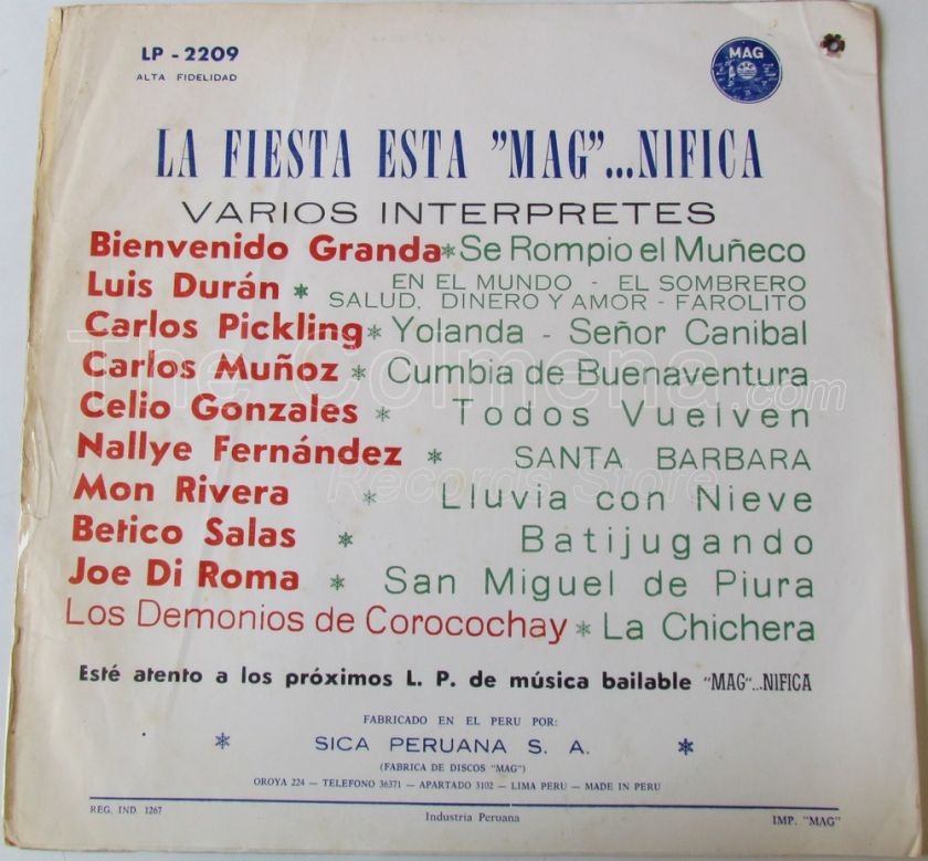 LA FIESTA ESTA MAG NIFICA GUARACHA BOOGALOO MAG PERU LP  