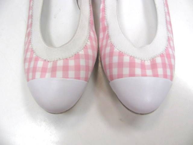 Authentic CHANEL Pink Gingham Ballet Flats Shoe  