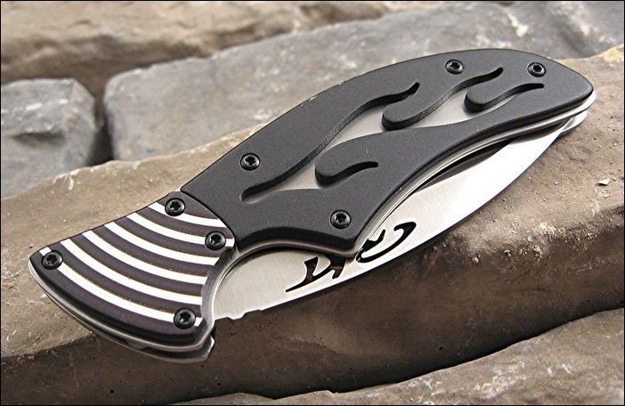 CRKT Fulcrum Flame Satin finish AUS 8 Linerlock Knife Brand NEW Tom 