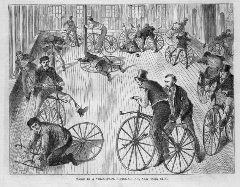 VELOCIPEDE RIDING SCHOOL, NEW YORK CITY ANTIQUE BICYCLE  