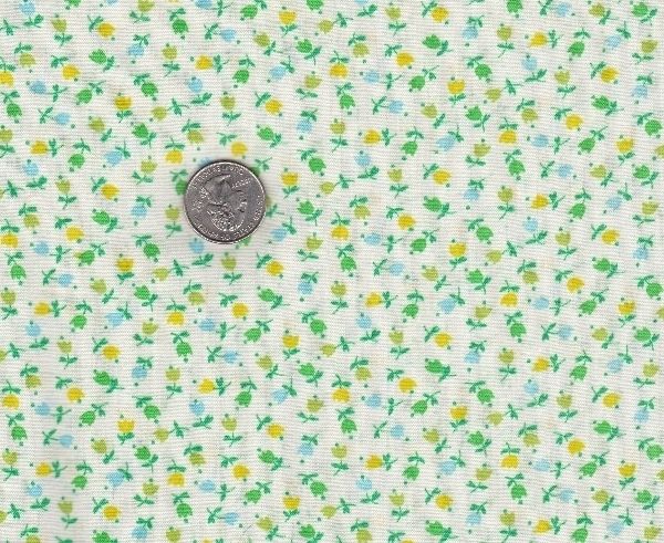 FQ, Quilting Fabric, Traditional Calico Green, Yellow  