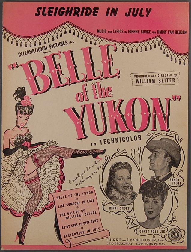 DINAH SHORE Belle of the Yukon SLEIGHRIDE IN JULY 1944  