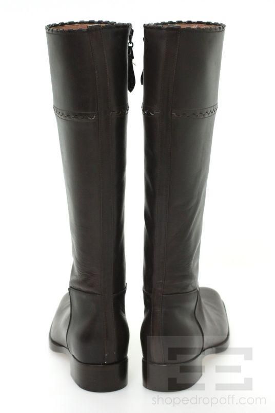 Azzedine Alaia Dark Brown Leather Tall Boots Size 36.5 NEW $1510 