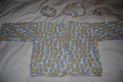 Baby Sweater/Cardigan Jacket 3 6 mo Hand Crocheted  