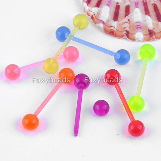   COLORFUL UV FLEXIBLE BIO FLEX BARBELL TONGUE RINGS BODY PIERCING JEWEL