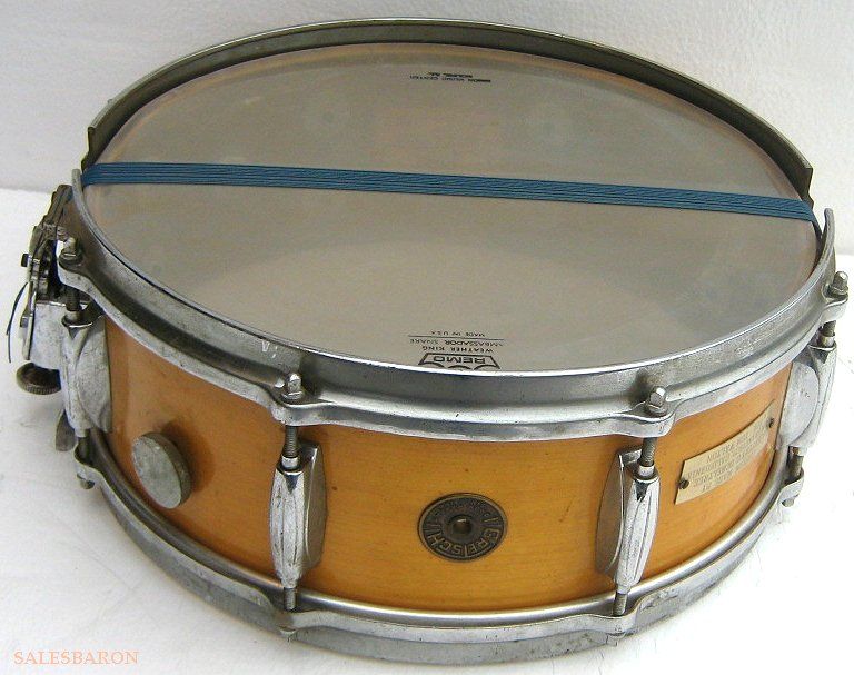   Snare Model 4157 Drum light tan wood veneer Finish 14D x 4.5H  