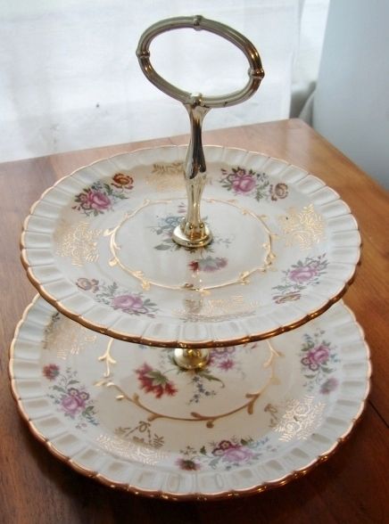   Woods & Sons China England Alpine White AVON 2 tier Tidbit  