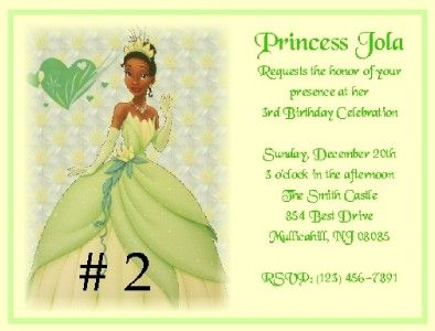 10 PRINCESS Tiana & THE FROG INVITATIONS BOY/GIRL  