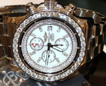 BREITLING DIAMOND WATCH 6CT DIAMOND BAZEL AEROMARIE SUPER AVENGER MENS 