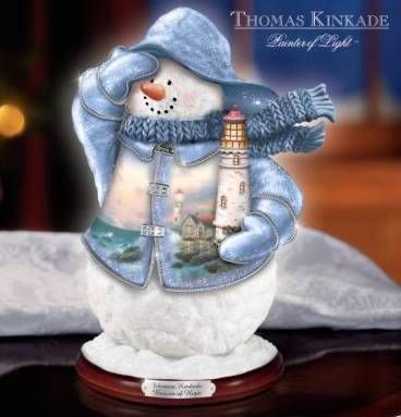 THOMAS KINKADE BEACON OF HOPE SEASIDE SNOWMAN FREE S/H  