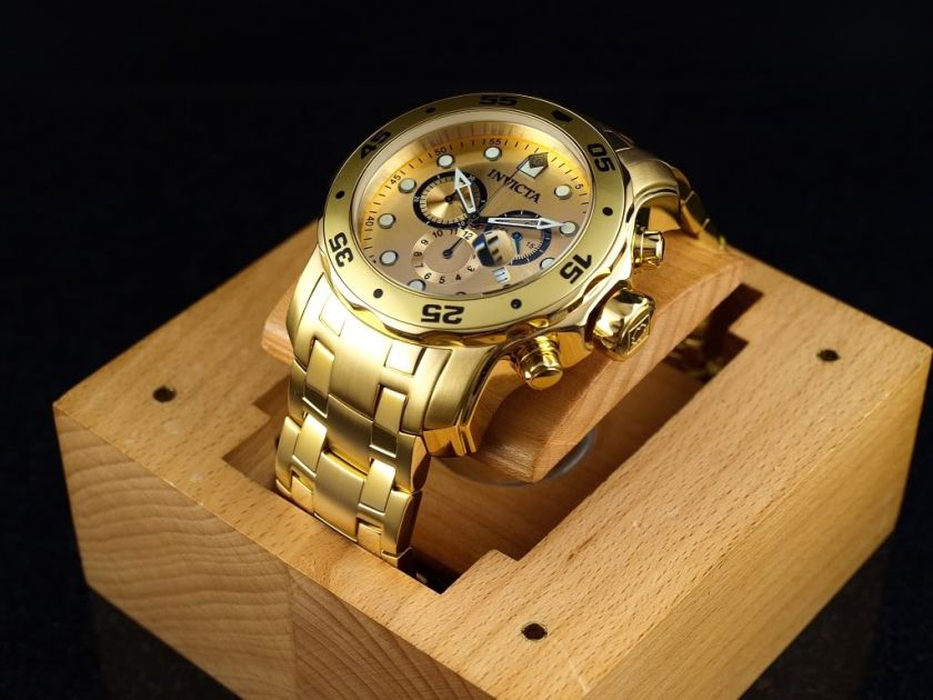 NEW Invicta Men Scuba Pro Diver Swiss Chronograph 18k Gold Stainless 