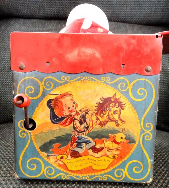 vintage MATTEL JACK IN BOX tin NURSERY RHYME MUSIC toy  