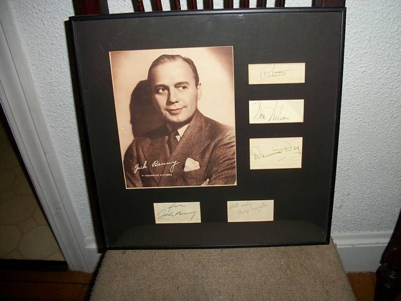 Jack Benny Cast Signed Matted Framed Rochester 5 Autos Dennis Day Don 