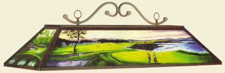 HAND PAINTED GOLF POOL BILLIARD TABLE LIGHT FIXTURE  