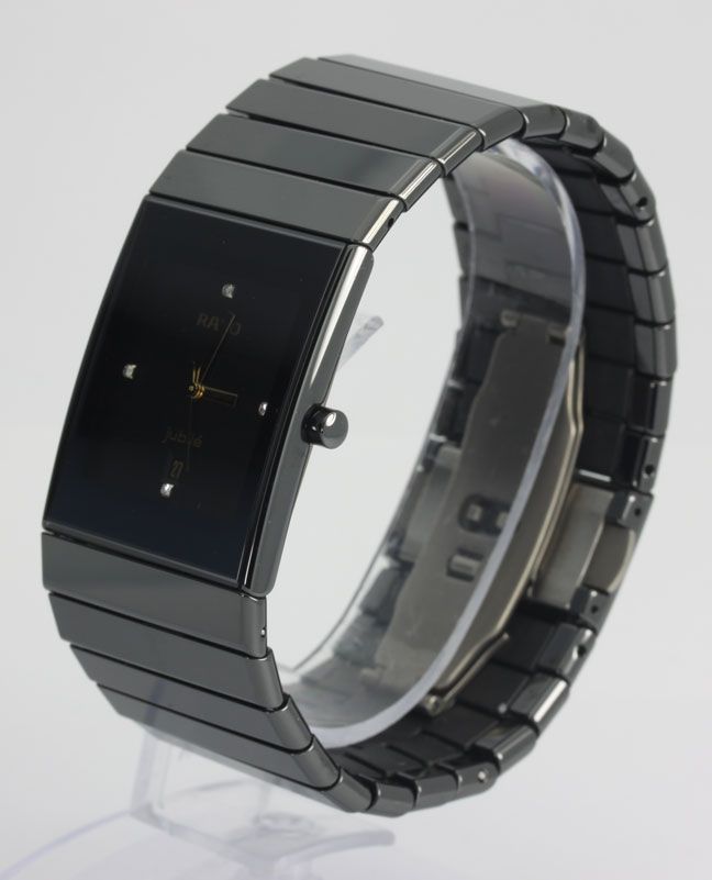 MENS RADO JUBILE BLACK HI TECH CERAMIC WATCH + BOX PAPERS DIAMOND 