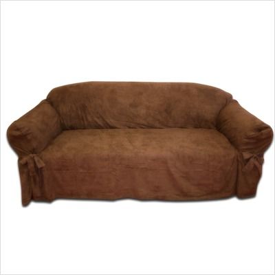 Textiles Plus Inc. Faux Suede Sofa Slipcover in Chocolate Sofa   Suede 