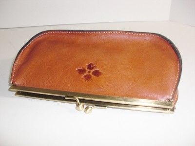 Patricia Nash Foggia Frame Wallet Floret Logo Tan Leather  