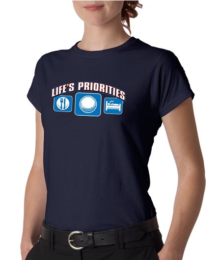 Lifes Priorities Golf Funny Ladies Tee Shirt  