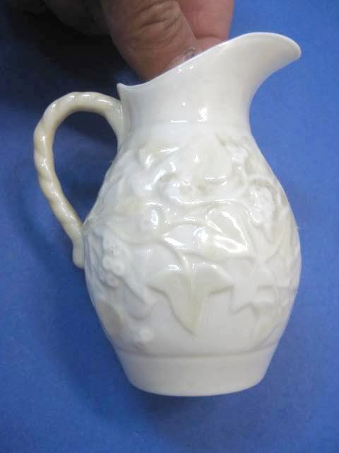 vtg Belleek Green mark Ivy Cream & Sugar  