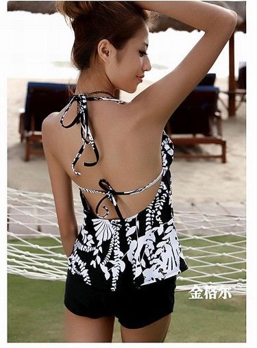 PCS JGR1055 Black Halter Padded Tankini Swimsuit 82  