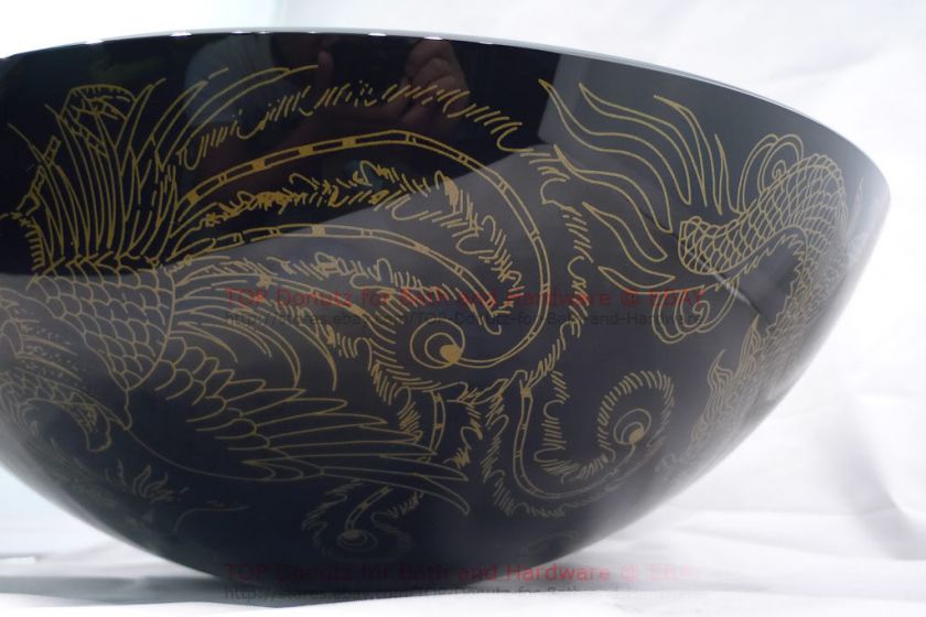 Bathroom Glass Vessel Basin Sink Vanity Bowl BlkDragon  