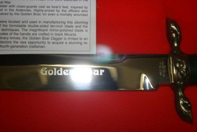 WOW RARE LTD ED KERSHAW Original Golden BOAR Dagger Knife w/Case LOOK 