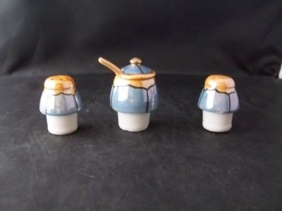 Vintage Takito Lustreware Japan Condiment Boat Salt Pepper Mustard 