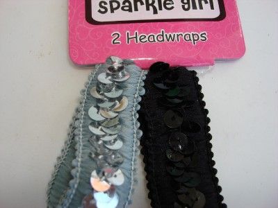 SPARKLE GIRL 2 HEADWRAP SHINY BLACK SILVER SEQUINS NEW  