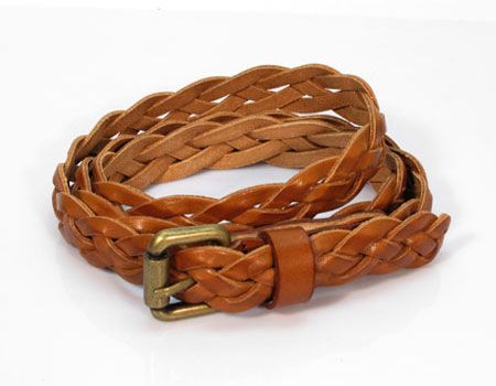 Womens/Mens Brown (Tan) Braided Belt 100% Genuine Leather 28/30/32/34 