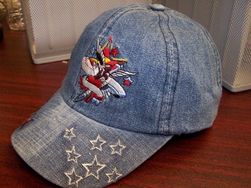 NEW BEJEWELED Susan Fixel Blue DENIM Stars Womens Baseball Cap Hat 