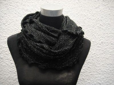 Glitter flared twice Snood Infinity Hood Winter Scarf Black NEW  