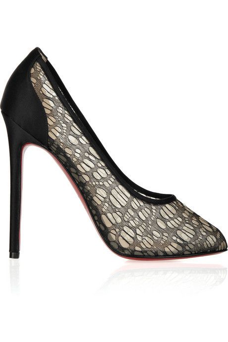 NIB Christian Louboutin PAOLA 120 MESH LACE CREPE SATIN Heel Pumps 