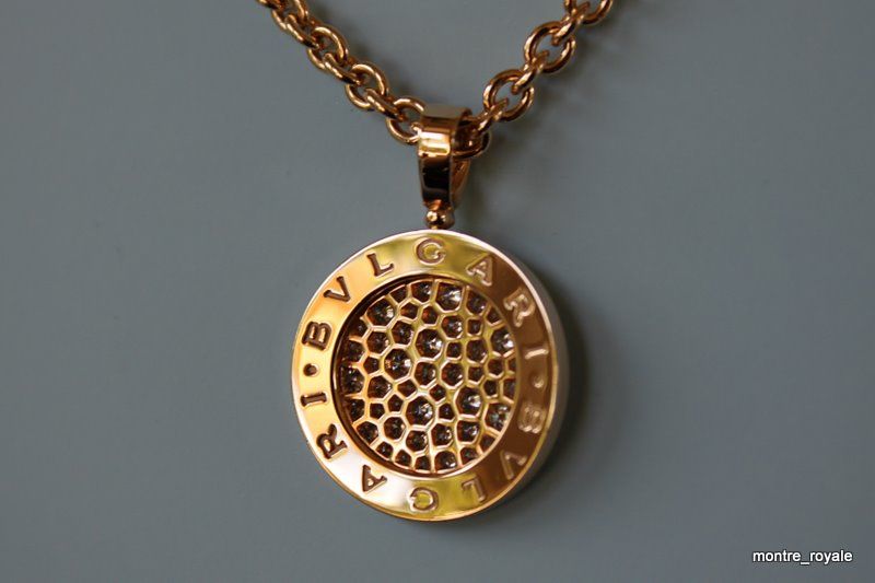 7,650 BVLGARI Necklace 18kt Pink Gold with Pave Diamonds BULGARI 