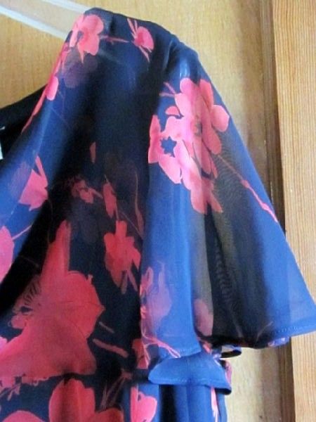 NWT CHILI PEPPERS Dress Mill Tiered Black with Red Flowers Chiffon 