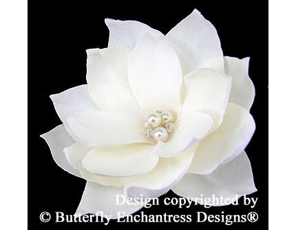 Pearl Cluster Ivory Star Gardenia Flower Hair Clip  