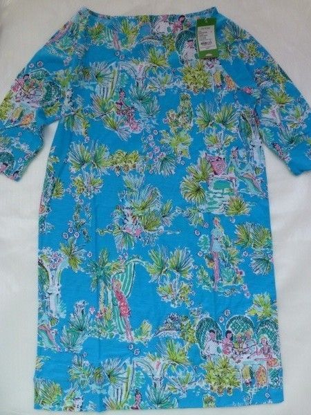 NEW Lilly Pulitzer XS S M L XL Cassie Dress Slub Turquoise Jungle Glam 