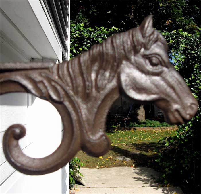 Horse Head Plant Hanger Hook Cast Iron Rust Finish  